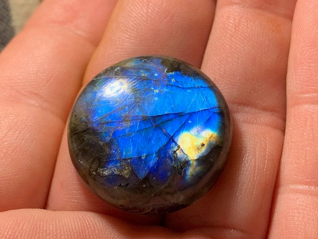 Labradorite, cabochon de forme 'ronde' - ± 28 x 7 mm - 9,3 gr. - Qualité AA à AAA !