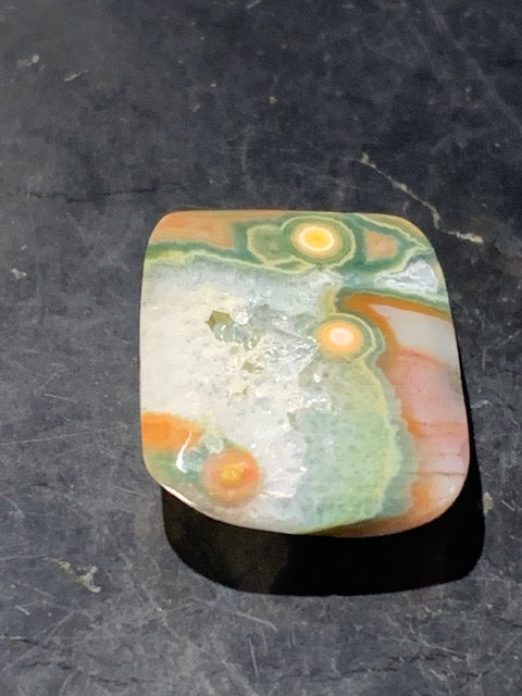 Jaspe Orbiculaire (Aussi appelé Jaspe Océan), cabochon de forme 'rectangle' - ± 20 x 16 x 6 mm - 3,2 gr. - Qualité AAA !