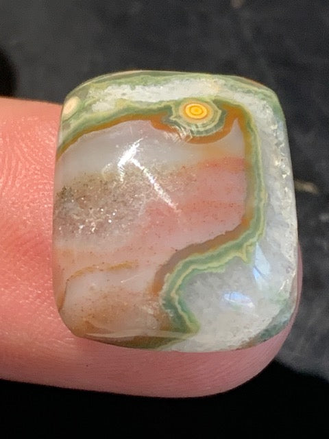 Jaspe Orbiculaire (Aussi appelé Jaspe Océan), cabochon de forme 'rectangle' - ± 20 x 16 x 6 mm - 3,2 gr. - Qualité AAA !