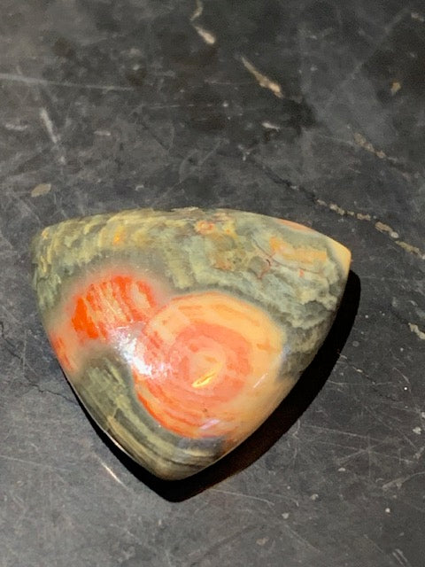 Jaspe Orbiculaire (Aussi appelé Jaspe Océan), cabochon de forme 'Trillion' - ± 20 x 5 mm - 2,6 gr. - Qualité AAA !