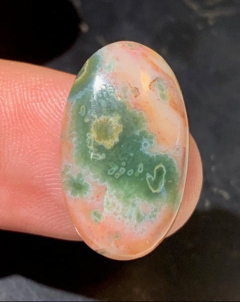 Jaspe Orbiculaire (Aussi appelé Jaspe Océan), cabochon de forme 'Ovale' - ± 23 x 15 x 5 mm - 2,2 gr. - Qualité AAA !