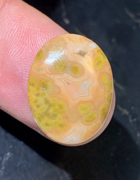 Jaspe Orbiculaire (Aussi appelé Jaspe Océan), cabochon de forme 'Ovale' - ± 18 x 15 x 5 mm - 1,8 gr. - Qualité AAA !