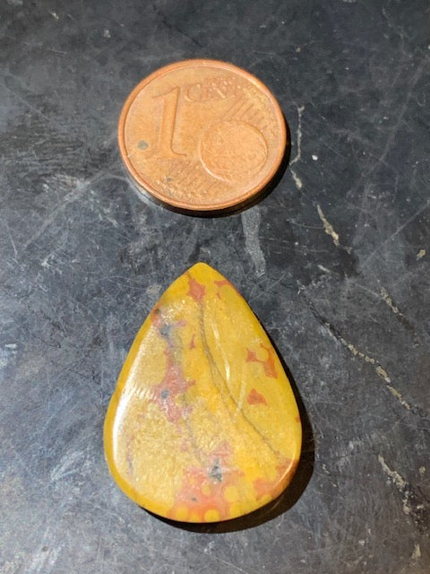 Jaspe Orbiculaire (Aussi appelé Jaspe Océan), cabochon de forme de 'goutte' - ± 23 x 17 x 5 mm - 2 gr. - Qualité AAA !