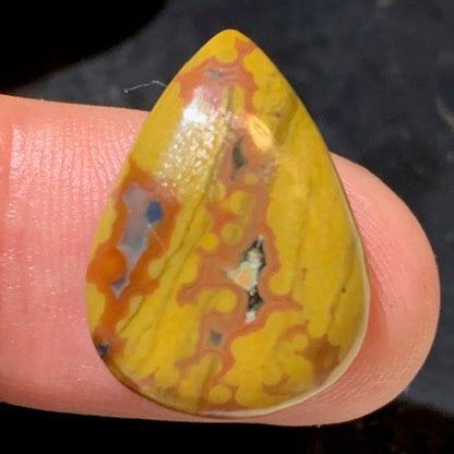 Jaspe Orbiculaire (Aussi appelé Jaspe Océan), cabochon de forme de 'goutte' - ± 23 x 17 x 5 mm - 2 gr. - Qualité AAA !