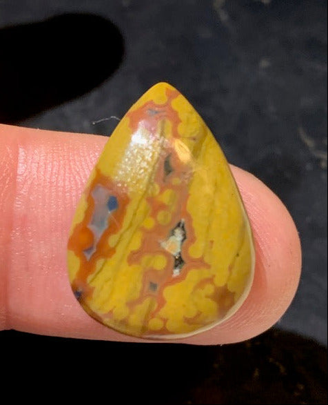 Jaspe Orbiculaire (Aussi appelé Jaspe Océan), cabochon de forme de 'goutte' - ± 23 x 17 x 5 mm - 2 gr. - Qualité AAA !