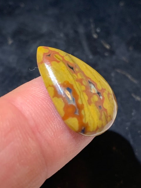Jaspe Orbiculaire (Aussi appelé Jaspe Océan), cabochon de forme de 'goutte' - ± 23 x 17 x 5 mm - 2 gr. - Qualité AAA !