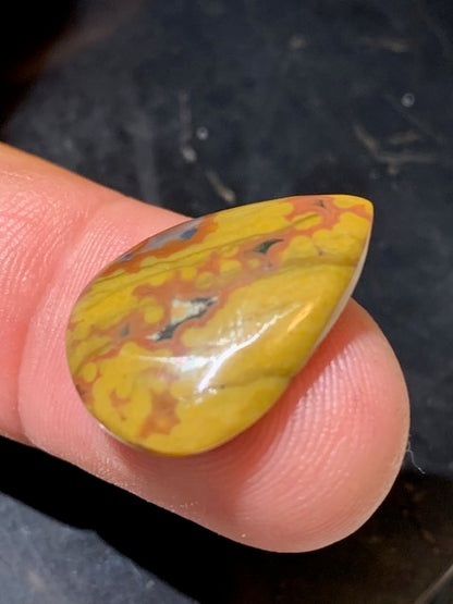 Jaspe Orbiculaire (Aussi appelé Jaspe Océan), cabochon de forme de 'goutte' - ± 23 x 17 x 5 mm - 2 gr. - Qualité AAA !