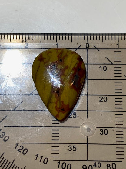 Jaspe Orbiculaire (Aussi appelé Jaspe Océan), cabochon de forme de 'goutte' - ± 23 x 17 x 5 mm - 2 gr. - Qualité AAA !