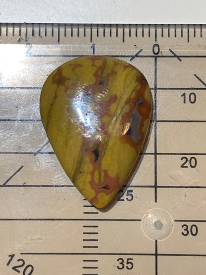 Jaspe Orbiculaire (Aussi appelé Jaspe Océan), cabochon de forme de 'goutte' - ± 23 x 17 x 5 mm - 2 gr. - Qualité AAA !