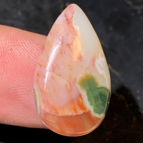 Jaspe Orbiculaire (Aussi appelé Jaspe Océan), cabochon de forme de 'goutte' - ± 25 x 15 x 5 mm - 2,3 gr. - Qualité AAA !