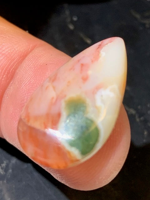 Jaspe Orbiculaire (Aussi appelé Jaspe Océan), cabochon de forme de 'goutte' - ± 25 x 15 x 5 mm - 2,3 gr. - Qualité AAA !