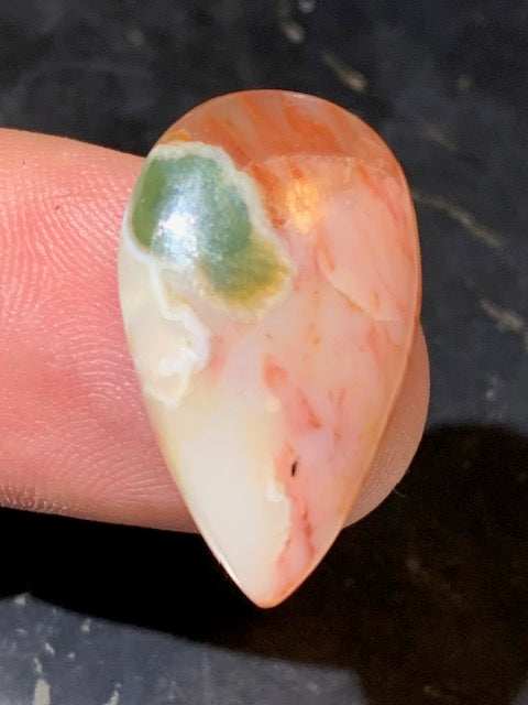 Jaspe Orbiculaire (Aussi appelé Jaspe Océan), cabochon de forme de 'goutte' - ± 25 x 15 x 5 mm - 2,3 gr. - Qualité AAA !