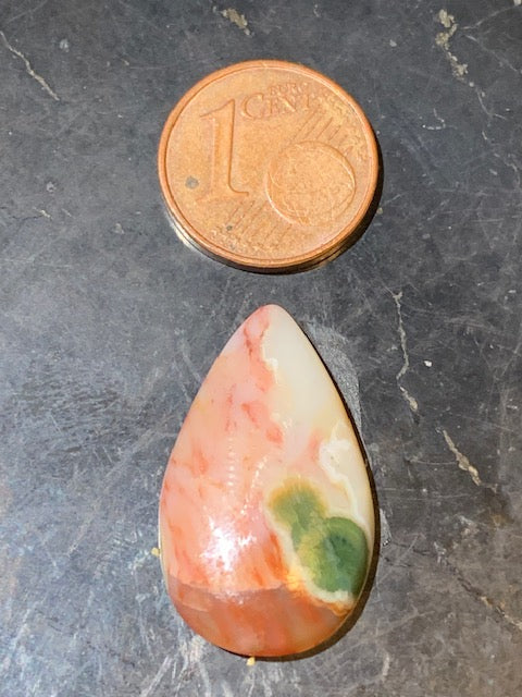 Jaspe Orbiculaire (Aussi appelé Jaspe Océan), cabochon de forme de 'goutte' - ± 25 x 15 x 5 mm - 2,3 gr. - Qualité AAA !