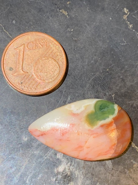 Jaspe Orbiculaire (Aussi appelé Jaspe Océan), cabochon de forme de 'goutte' - ± 25 x 15 x 5 mm - 2,3 gr. - Qualité AAA !