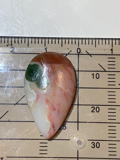 Jaspe Orbiculaire (Aussi appelé Jaspe Océan), cabochon de forme de 'goutte' - ± 25 x 15 x 5 mm - 2,3 gr. - Qualité AAA !