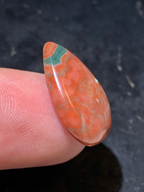 Jaspe Orbiculaire (Aussi appelé Jaspe Océan), cabochon de forme de 'goutte' - ± 22 x 15 x 5 mm - 2,4 gr. - Qualité AAA !