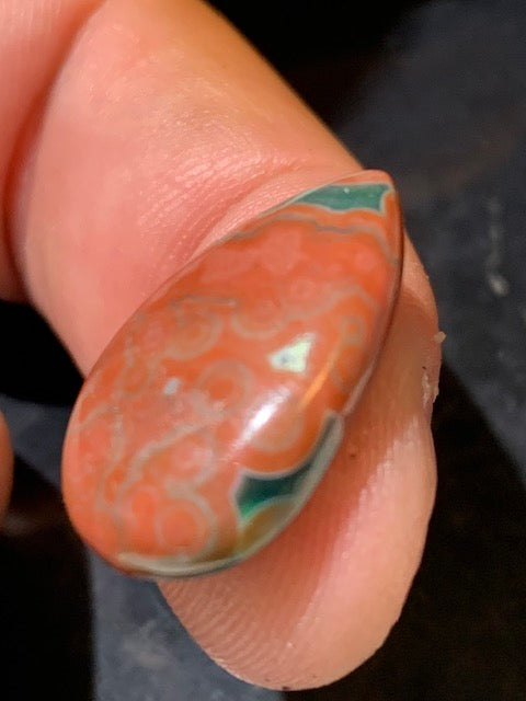 Jaspe Orbiculaire (Aussi appelé Jaspe Océan), cabochon de forme de 'goutte' - ± 22 x 15 x 5 mm - 2,4 gr. - Qualité AAA !