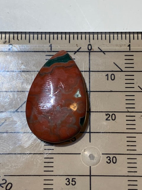 Jaspe Orbiculaire (Aussi appelé Jaspe Océan), cabochon de forme de 'goutte' - ± 22 x 15 x 5 mm - 2,4 gr. - Qualité AAA !