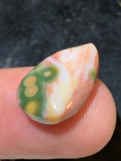Jaspe Orbiculaire (Aussi appelé Jaspe Océan), cabochon de forme de 'goutte' - ± 21 x 15 x 5 mm - 1,8 gr. - Qualité AAA !
