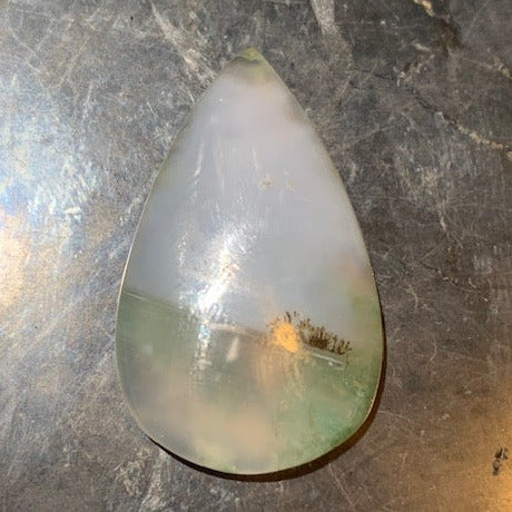 Agate Mousse dendritique/ Agate Lichen, cabochon en forme de 'goutte' - ± 31 x 20 x 6 mm - 5,3 gr. - Qualité AAA !