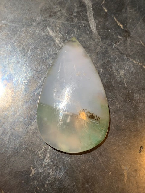 Agate Mousse dendritique/ Agate Lichen, cabochon en forme de 'goutte' - ± 31 x 20 x 6 mm - 5,3 gr. - Qualité AAA !