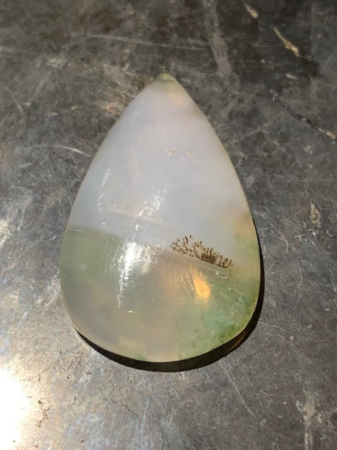 Agate Mousse dendritique/ Agate Lichen, cabochon en forme de 'goutte' - ± 31 x 20 x 6 mm - 5,3 gr. - Qualité AAA !