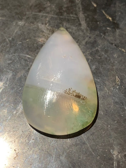 Agate Mousse dendritique/ Agate Lichen, cabochon en forme de 'goutte' - ± 31 x 20 x 6 mm - 5,3 gr. - Qualité AAA !