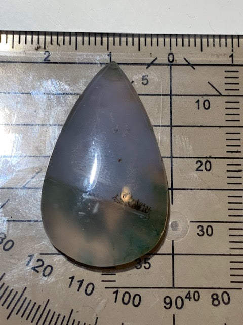 Agate Mousse dendritique/ Agate Lichen, cabochon en forme de 'goutte' - ± 31 x 20 x 6 mm - 5,3 gr. - Qualité AAA !