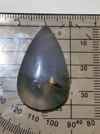 Agate Mousse dendritique/ Agate Lichen, cabochon en forme de 'goutte' - ± 31 x 20 x 6 mm - 5,3 gr. - Qualité AAA !