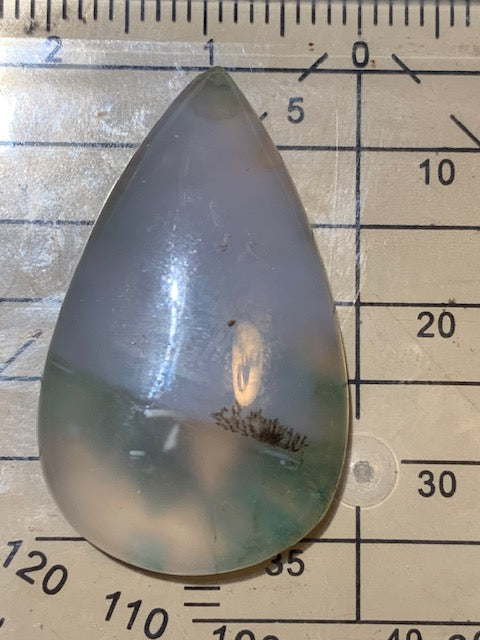 Agate Mousse dendritique/ Agate Lichen, cabochon en forme de 'goutte' - ± 31 x 20 x 6 mm - 5,3 gr. - Qualité AAA !