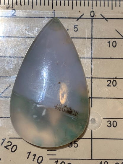 Agate Mousse dendritique/ Agate Lichen, cabochon en forme de 'goutte' - ± 31 x 20 x 6 mm - 5,3 gr. - Qualité AAA !