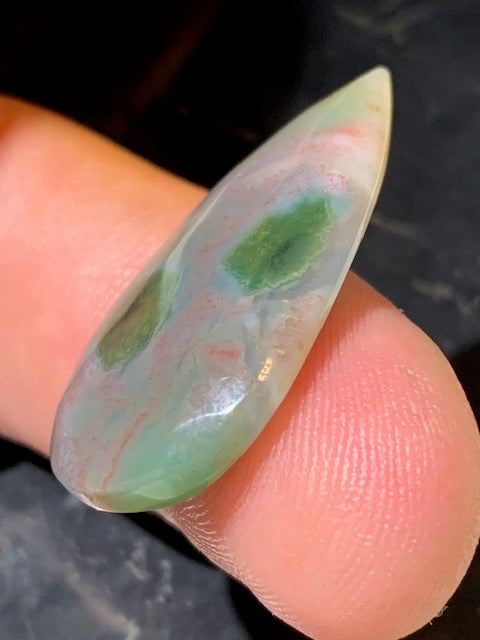 Agate Mousse/ Agate Lichen, cabochon en forme de 'goutte' - ± 33 x 19 x 5 mm - 4,5 gr. - Qualité AAA !