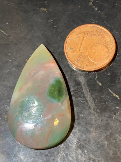 Agate Mousse/ Agate Lichen, cabochon en forme de 'goutte' - ± 33 x 19 x 5 mm - 4,5 gr. - Qualité AAA !