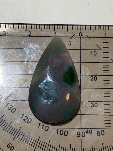 Agate Mousse/ Agate Lichen, cabochon en forme de 'goutte' - ± 33 x 19 x 5 mm - 4,5 gr. - Qualité AAA !