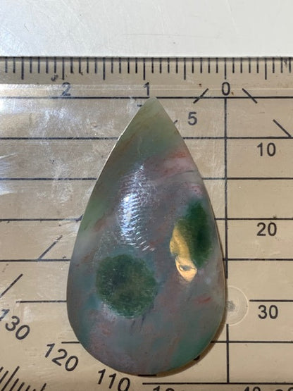 Agate Mousse/ Agate Lichen, cabochon en forme de 'goutte' - ± 33 x 19 x 5 mm - 4,5 gr. - Qualité AAA !