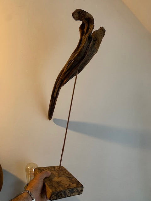 Sculpture en bois flotté de Loire - Bec d'oiseau - 65 cm de hauteur × 38 × 20 / ± 1,2 kg - Création Zen Curiosity