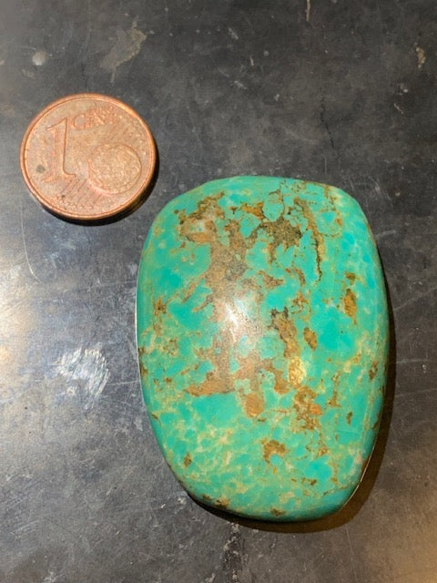 Turquoise, cabochon de forme asymétrique de 40 mm x 29 x 12 - 17,4 gr. - Parfait en bijouterie, collection, exposition...
