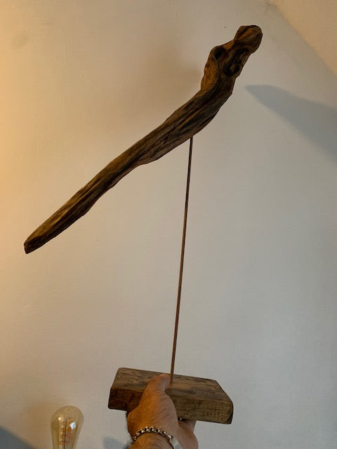 Sculpture en bois flotté de Loire - Bec d'oiseau - 65 cm de hauteur × 38 × 20 / ± 1,2 kg - Création Zen Curiosity