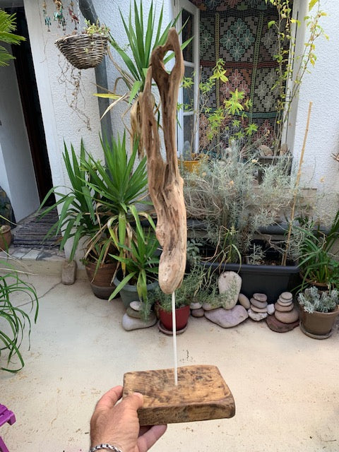 Sculpture en bois flotté de Loire - Bec d'oiseau - 53 cm de hauteur × 19 × 17 / ± 0,5 kg - Création Zen Curiosity
