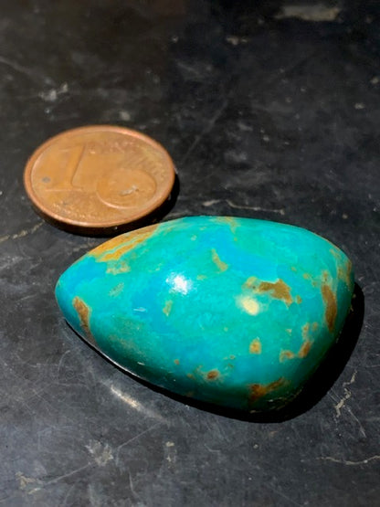 Turquoise, cabochon de forme asymétrique de 31 mm x 20 x 10 - 7,8 gr. - Parfait en bijouterie, collection, exposition...