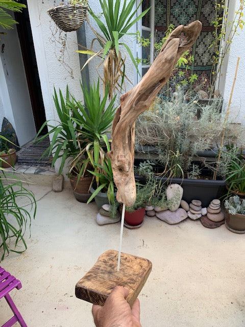 Sculpture en bois flotté de Loire - Bec d'oiseau - 53 cm de hauteur × 19 × 17 / ± 0,5 kg - Création Zen Curiosity