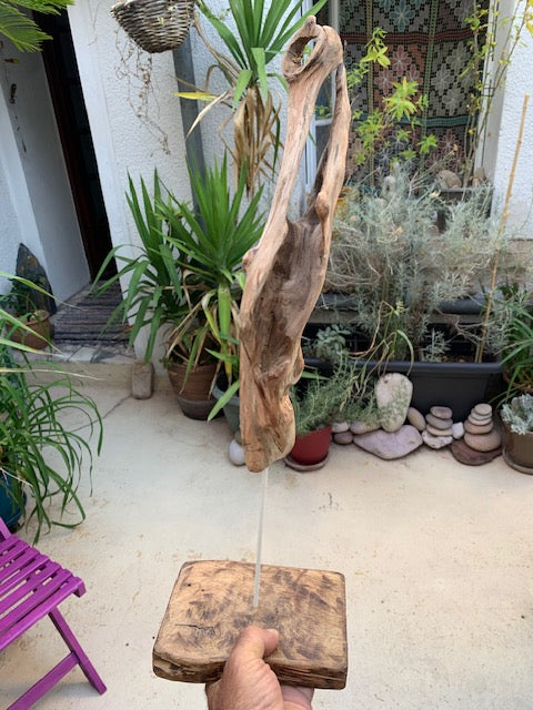 Sculpture en bois flotté de Loire - Bec d'oiseau - 53 cm de hauteur × 19 × 17 / ± 0,5 kg - Création Zen Curiosity