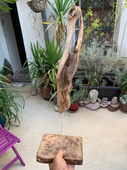 Sculpture en bois flotté de Loire - Bec d'oiseau - 53 cm de hauteur × 19 × 17 / ± 0,5 kg - Création Zen Curiosity
