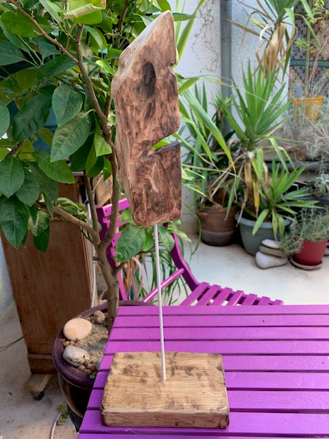 Sculpture en bois flotté de Loire - 'Sourire en coin' - 48 cm de hauteur × 17 × 10 / ± 0,5 kg - Création Zen Curiosity