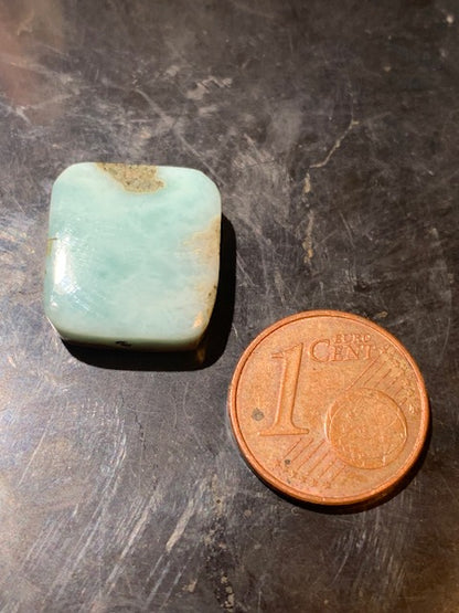 Larimar – Cabochon carré de 15 × 14 × 6 mm - 2,9 gr. - Nuances naturelles magnifiques, parfait pour bijoux raffinés, collectionneur passionné ou exposition