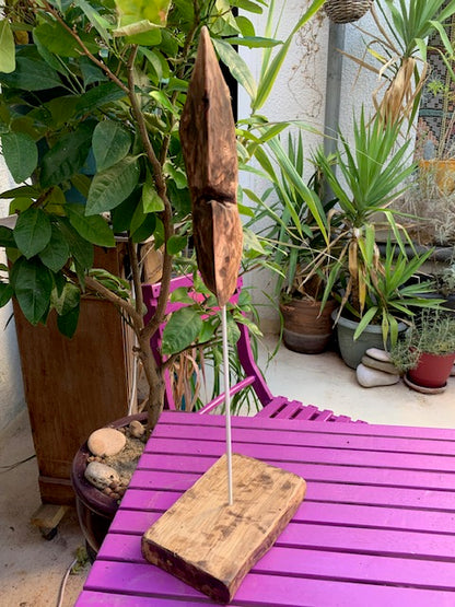 Sculpture en bois flotté de Loire - 'Sourire en coin' - 48 cm de hauteur × 17 × 10 / ± 0,5 kg - Création Zen Curiosity