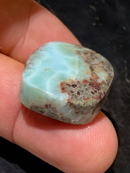 Larimar – Cabochon rectangulaire de 29 × 23 × 10 mm - 12,6 gr. - Nuances naturelles magnifiques, parfait pour bijoux raffinés, collectionneur passionné ou exposition