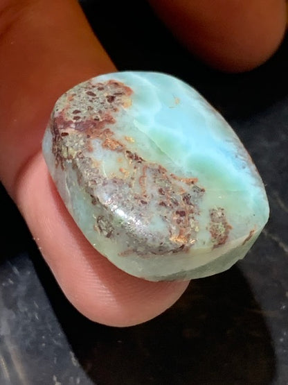 Larimar – Cabochon rectangulaire de 29 × 23 × 10 mm - 12,6 gr. - Nuances naturelles magnifiques, parfait pour bijoux raffinés, collectionneur passionné ou exposition