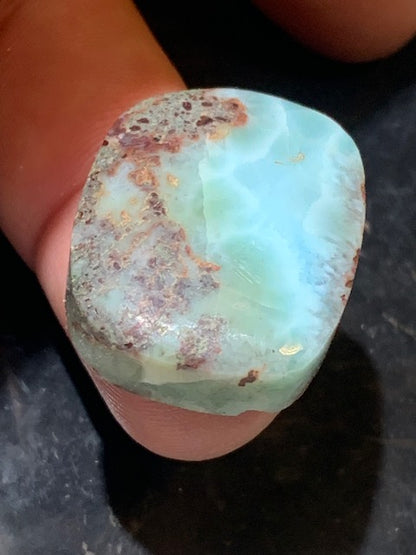 Larimar – Cabochon rectangulaire de 29 × 23 × 10 mm - 12,6 gr. - Nuances naturelles magnifiques, parfait pour bijoux raffinés, collectionneur passionné ou exposition