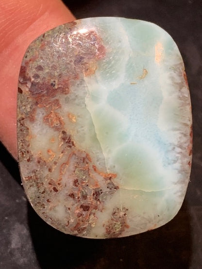 Larimar – Cabochon rectangulaire de 29 × 23 × 10 mm - 12,6 gr. - Nuances naturelles magnifiques, parfait pour bijoux raffinés, collectionneur passionné ou exposition